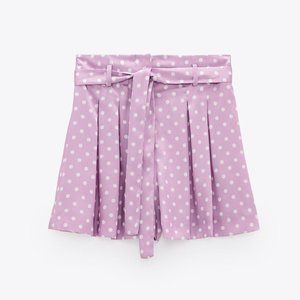 Zara Lilac Polka Dot Paperbag Shorts